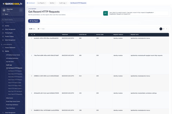 Portal Live Report results grid