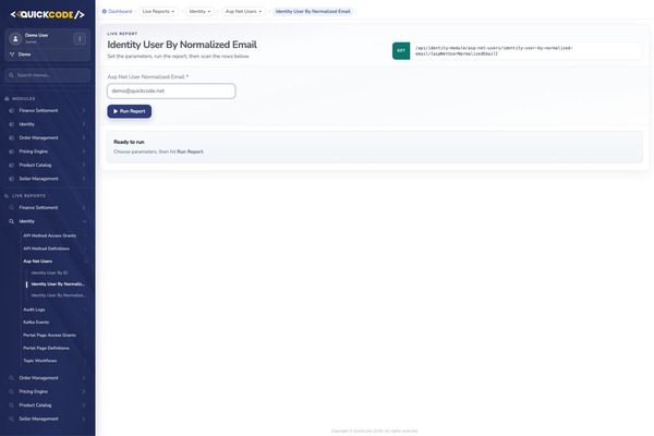 Portal Live Report with parameters and Run Report