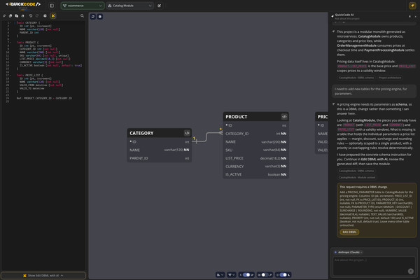 Ask Your Project in QuickCode Studio
