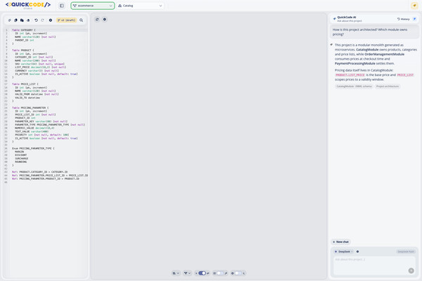 Ask Your Project in QuickCode Studio