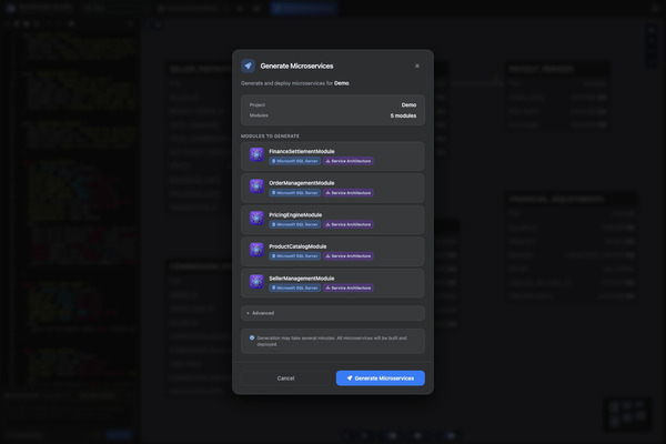 Generate microservices dialog
