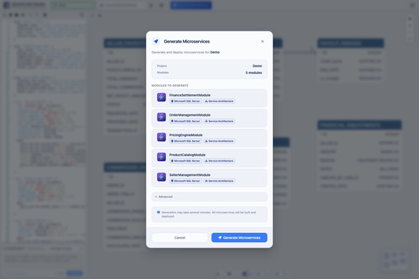 Generate microservices dialog