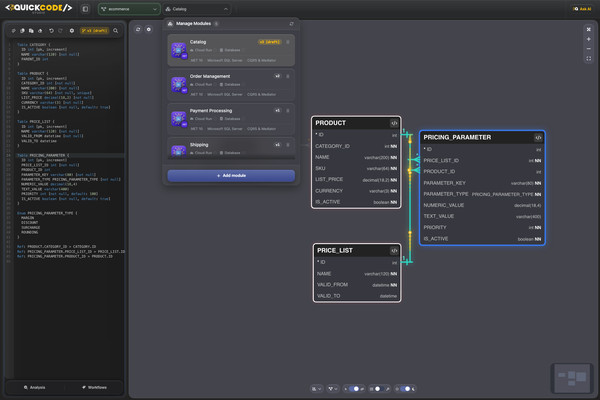 Manage Modules panel