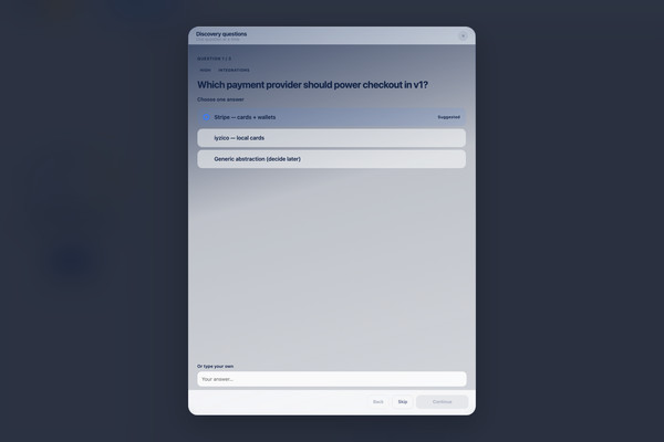 BRD discovery quiz answering an open requirements question