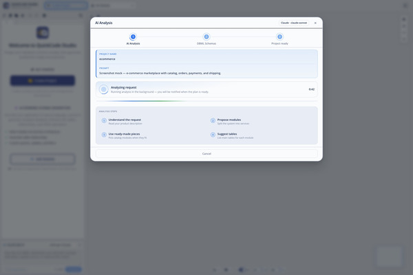 Project analysis running in Studio